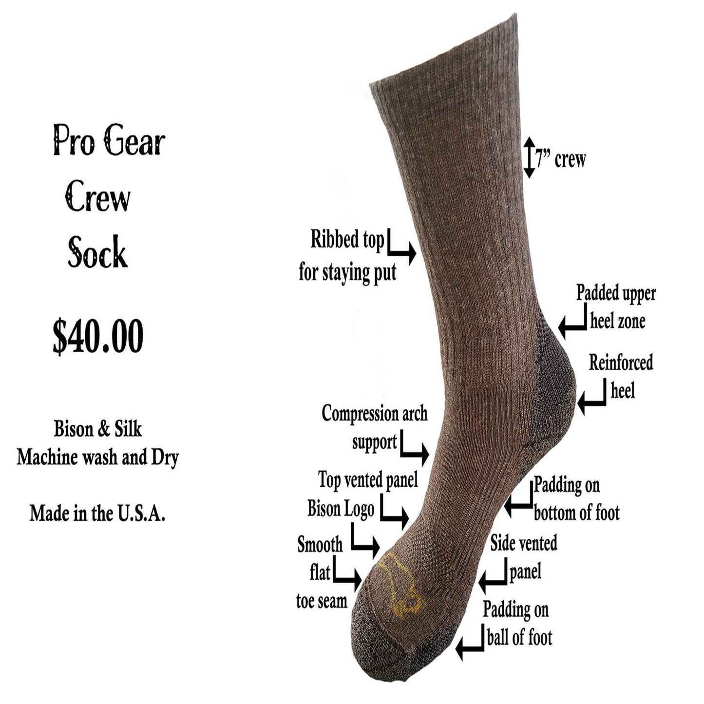 The Buffalo Wool Co. Pro Gear Crew Socks