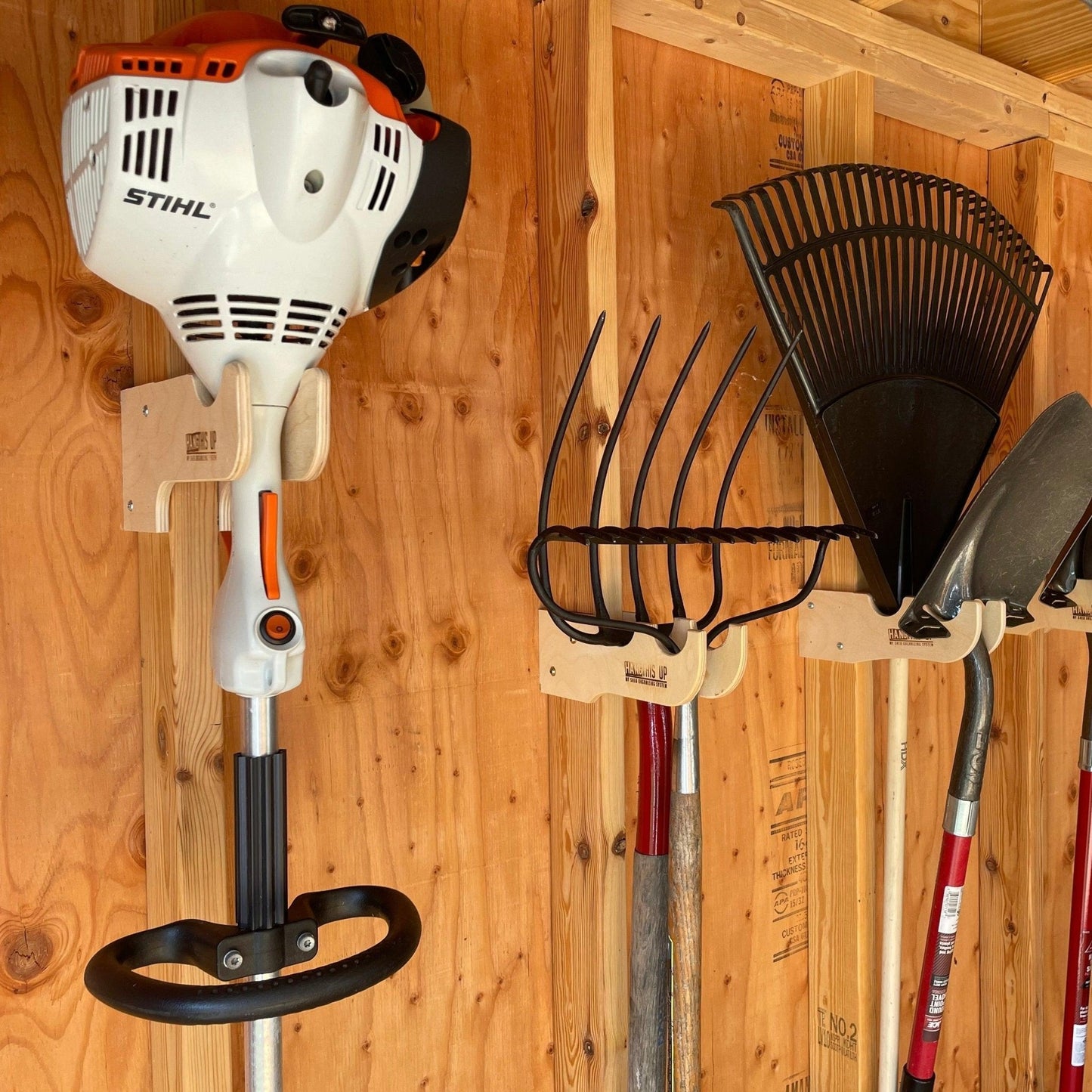 HangThis Up - Weed Whacker Organizer (1 pair), Shed Organization System, Yard Shed Storage, Yard Tool Rack