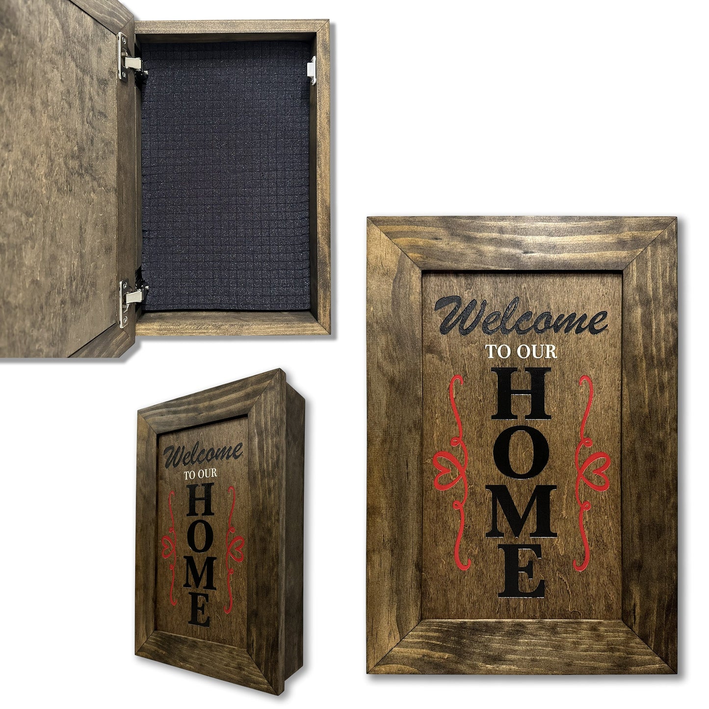 Bellewood Designs - Wooden Secure Gun Safe Welcome to our Home Wall Decor (Jacobean)