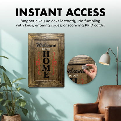 Bellewood Designs - Wooden Secure Gun Safe Welcome to our Home Wall Decor (Jacobean)