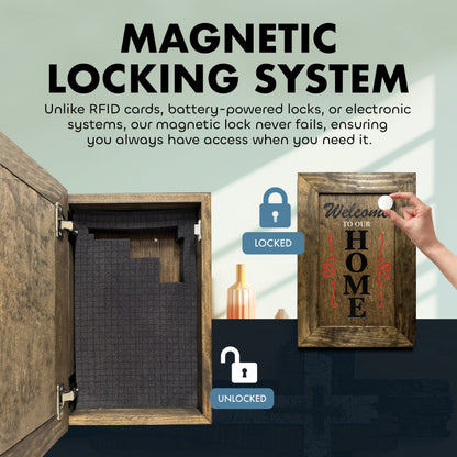 Bellewood Designs - Wooden Secure Gun Safe Welcome to our Home Wall Decor (Jacobean)