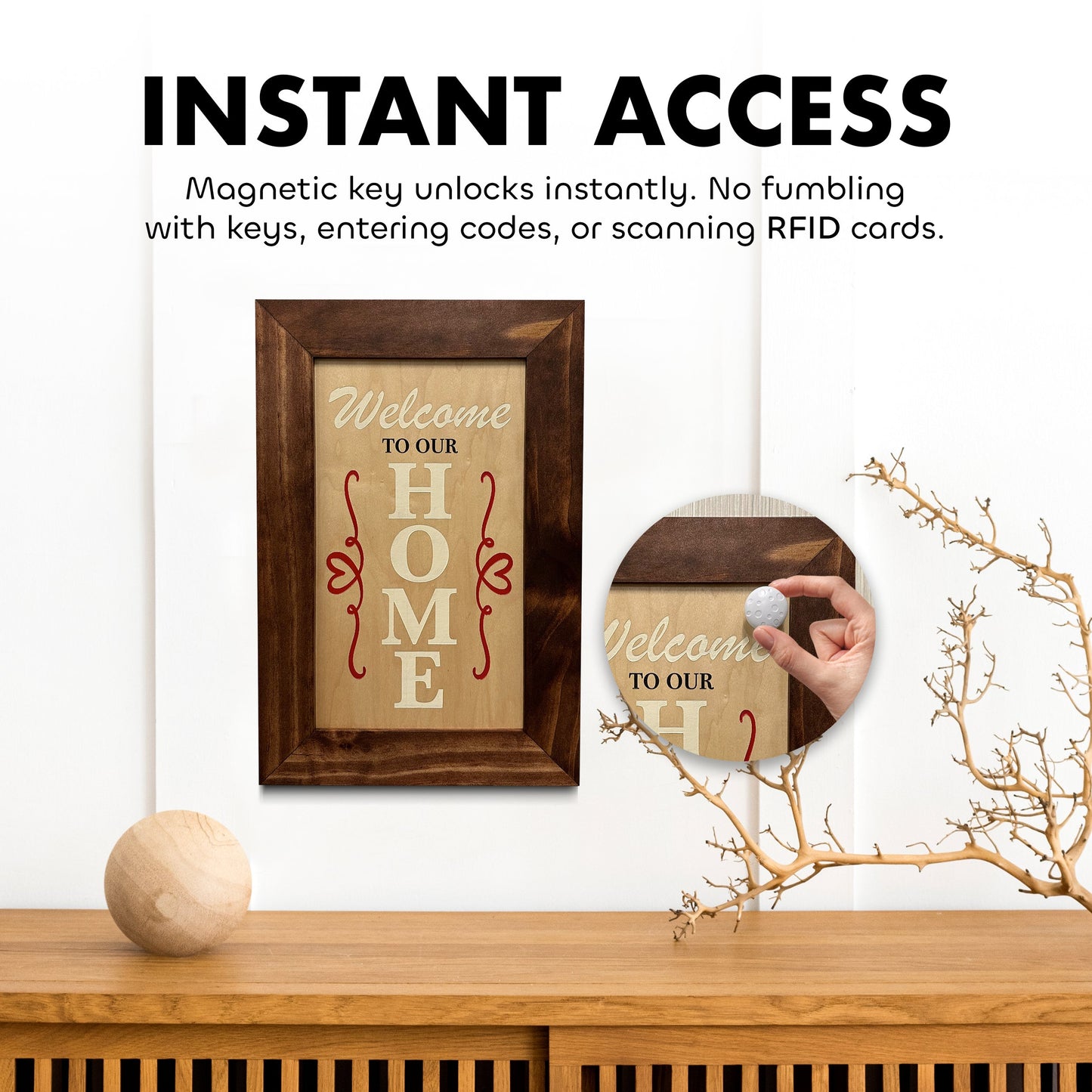 Bellewood Designs - Wood Secure Gun Safe Welcome to our Home Wall Decor (Red Oak)
