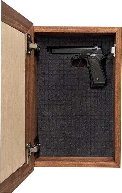 Bellewood Designs - Wood Secure Gun Safe Welcome to our Home Wall Decor (Red Oak)