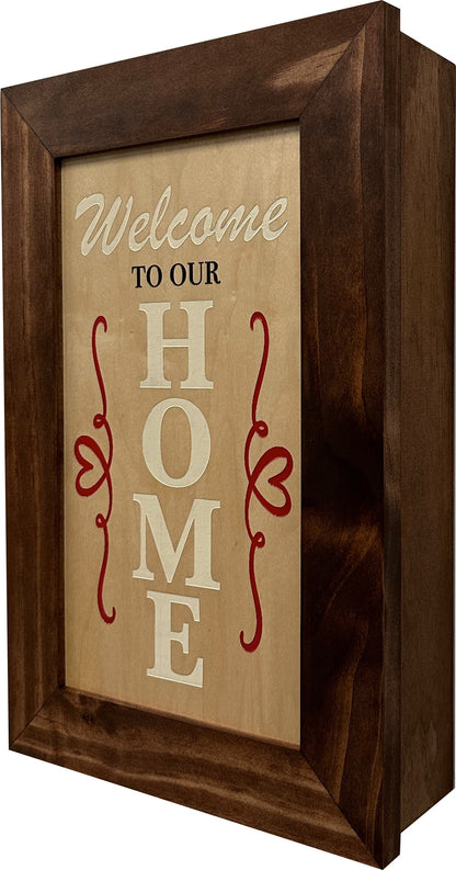 Bellewood Designs - Wood Secure Gun Safe Welcome to our Home Wall Decor (Red Oak)