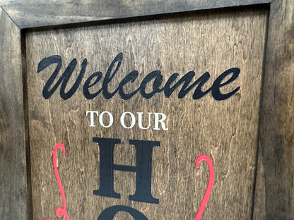 Bellewood Designs - Wooden Secure Gun Safe Welcome to our Home Wall Decor (Jacobean)