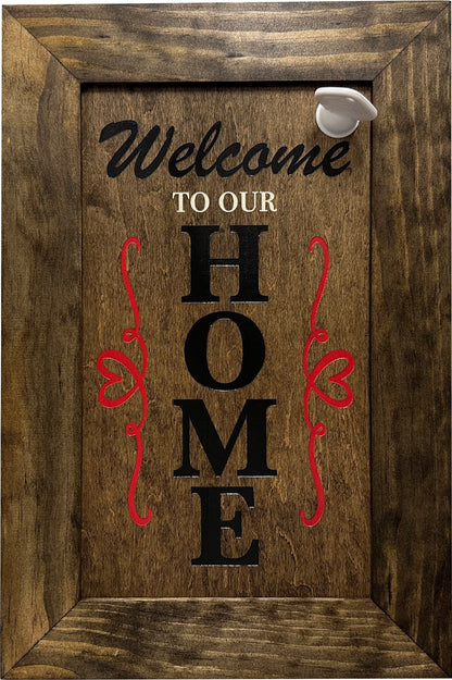 Bellewood Designs - Wooden Secure Gun Safe Welcome to our Home Wall Decor (Jacobean)