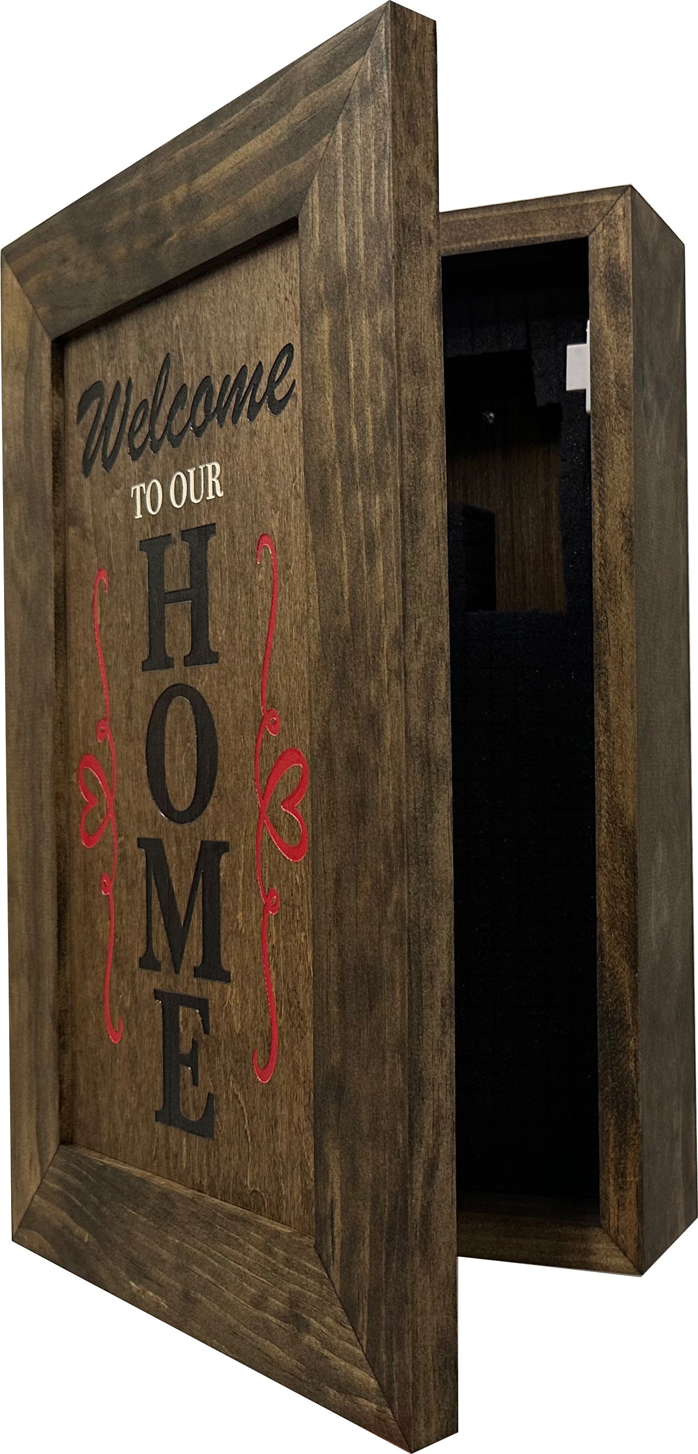 Bellewood Designs - Wooden Secure Gun Safe Welcome to our Home Wall Decor (Jacobean)