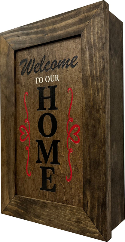 Bellewood Designs - Wooden Secure Gun Safe Welcome to our Home Wall Decor (Jacobean)