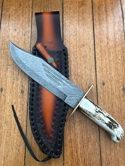 KBS Knives Western Bowie Knife – Custom Handmade 15-Inch Damascus Steel Blade