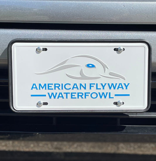 White / Blue Eye AFW Logo License Plate - Angler's Pro Tackle & Outdoors