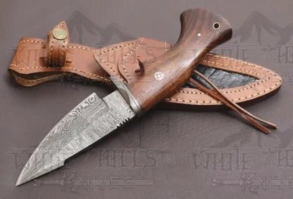 White Hills Knives 10" Handmade Hunting Bushcraft Knife Forged Damascus Steel Survival EDC Walnut Handle WH 3416 - Angler's Pro Tackle & Outdoors