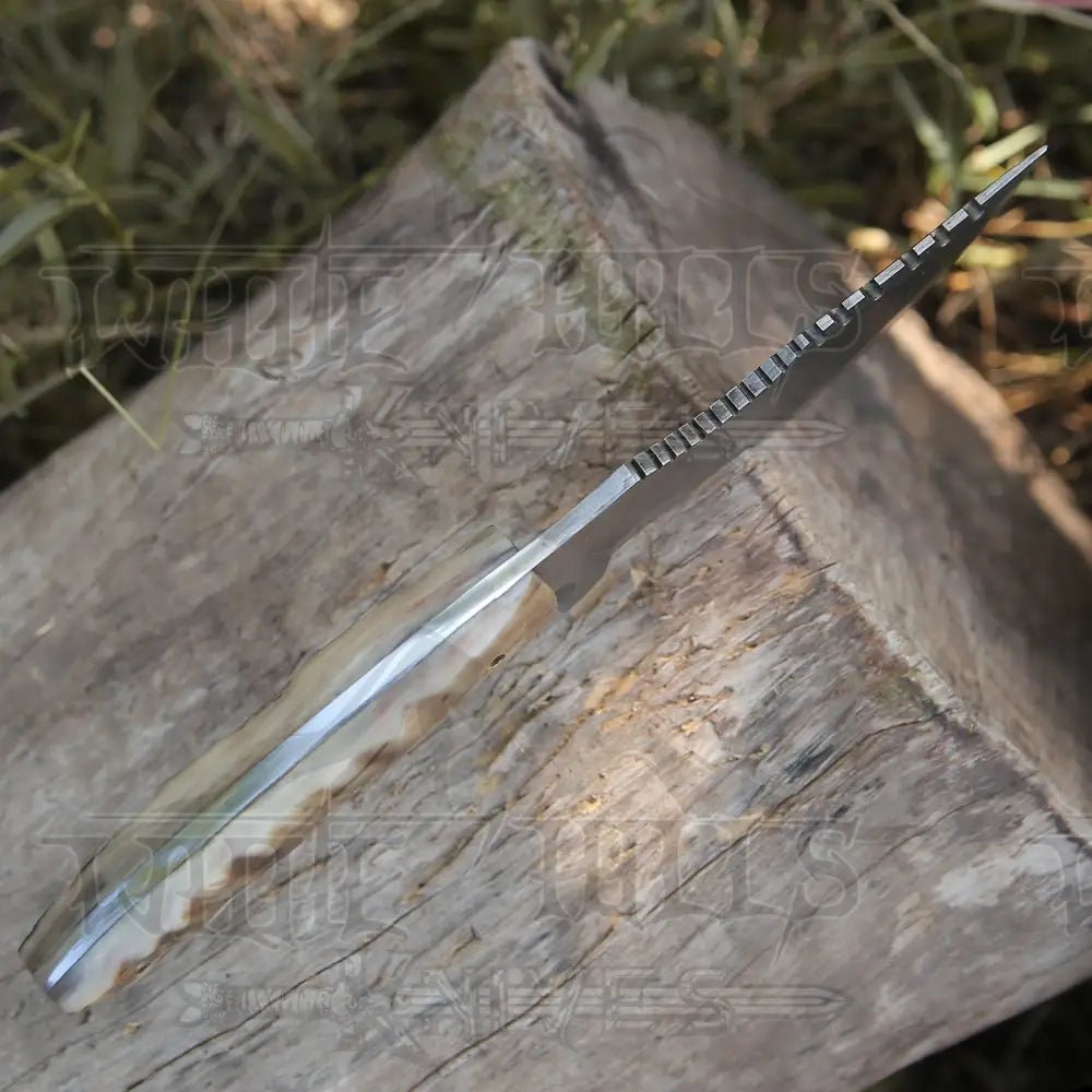 White Hills Knives 10”Custom Hand Made Forged Damascus Steel Tracker Hunting Camping Knife With Ram Horn Handle WH 3845 - Angler's Pro Tackle & Outdoors