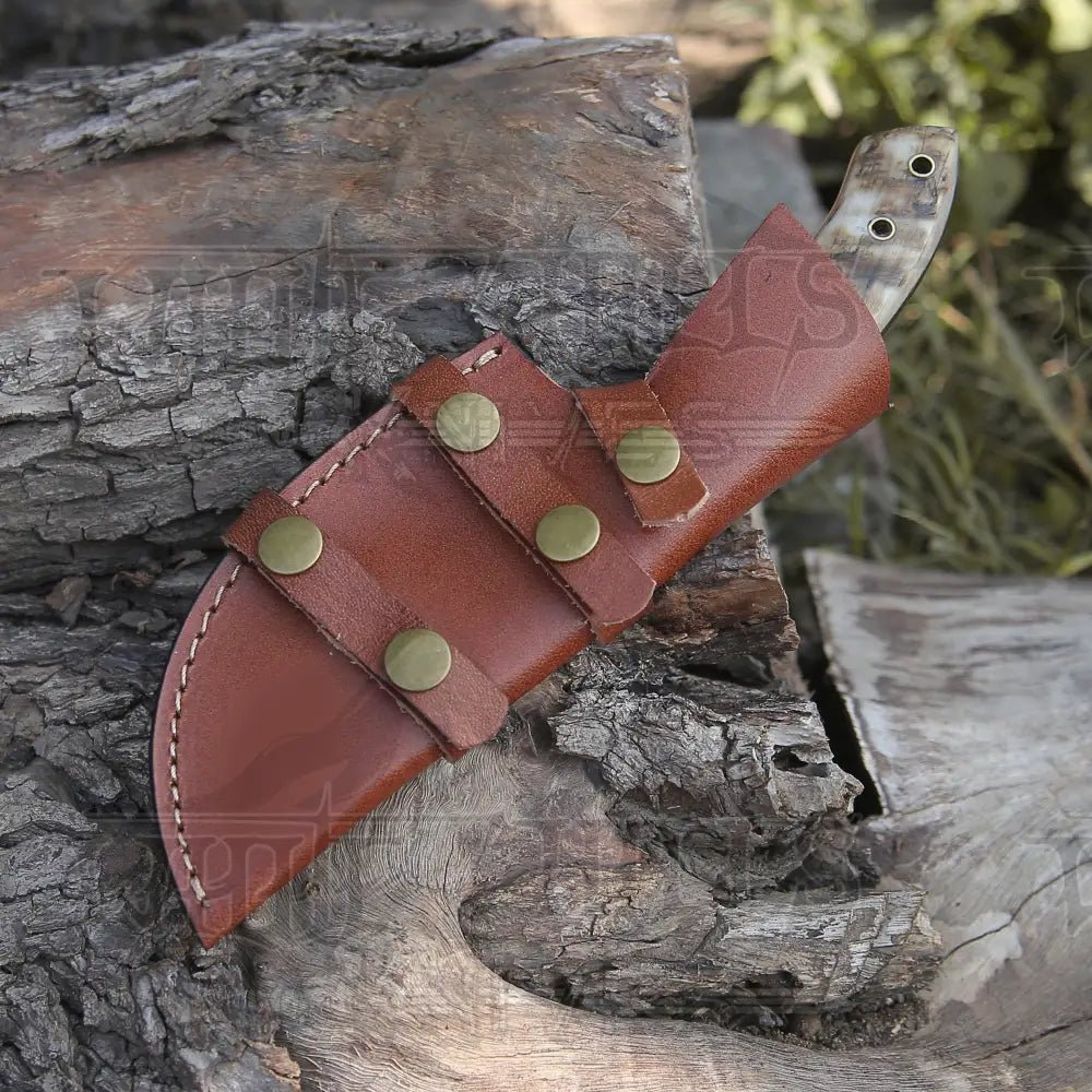 White Hills Knives 10”Custom Hand Made Forged Damascus Steel Tracker Hunting Camping Knife With Ram Horn Handle WH 3845 - Angler's Pro Tackle & Outdoors