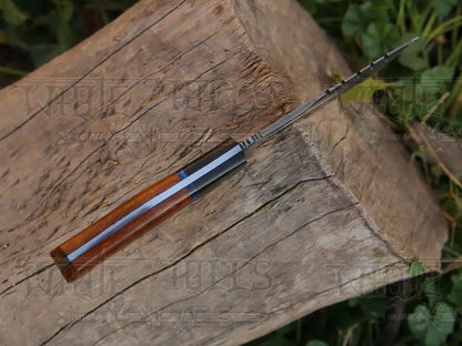 White Hills Knives 10”Custom Hand Made Forged Damascus Steel Tracker Hunting Camping Knife With Wood & Resin Handle - Angler's Pro Tackle & Outdoors