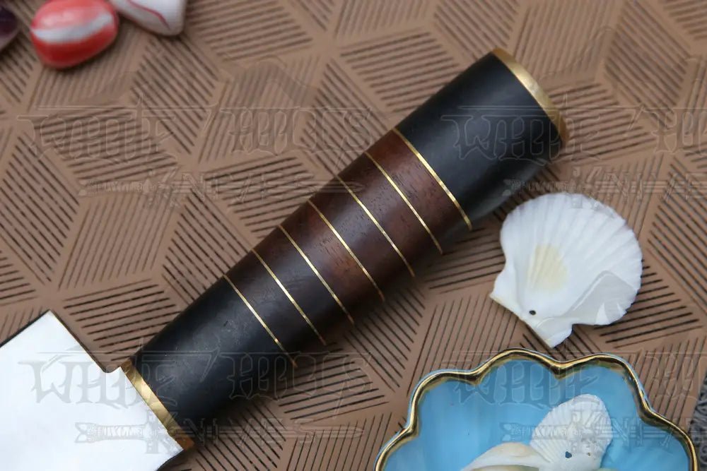 White Hills Knives 13" Handmade D2 Steel Chef Knife Buffalo Horn Handle with Wood & Brass Spacer - Angler's Pro Tackle & Outdoors