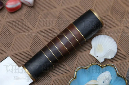 White Hills Knives 13" Handmade D2 Steel Chef Knife Buffalo Horn Handle with Wood & Brass Spacer - Angler's Pro Tackle & Outdoors