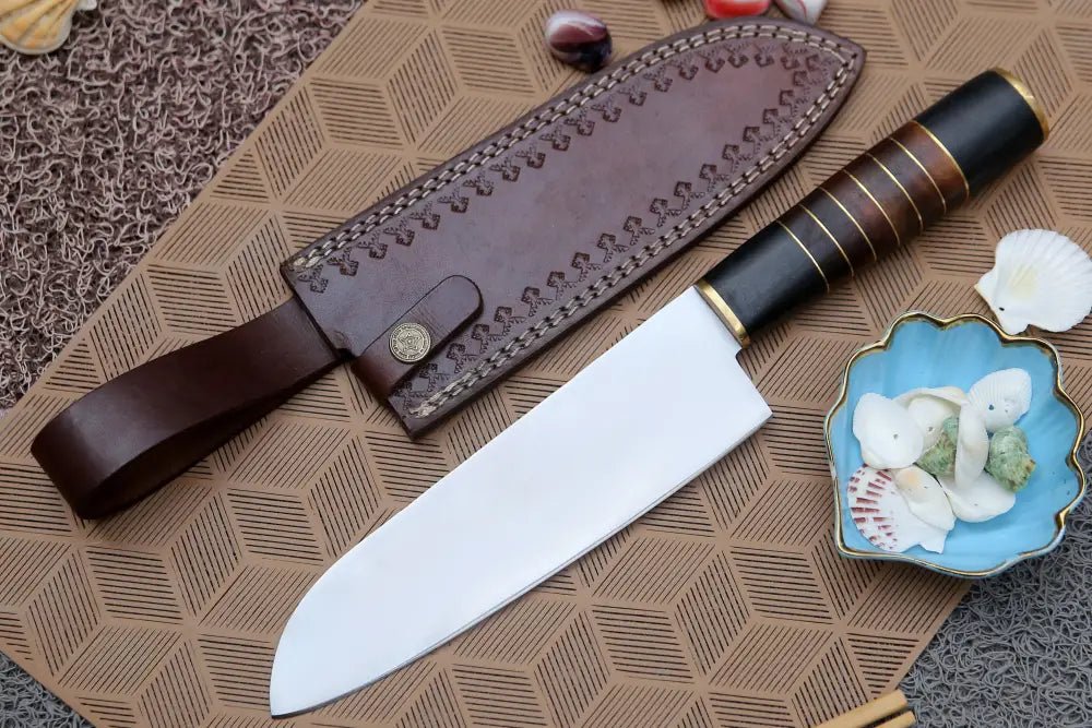 White Hills Knives 13" Handmade D2 Steel Chef Knife Buffalo Horn Handle with Wood & Brass Spacer - Angler's Pro Tackle & Outdoors