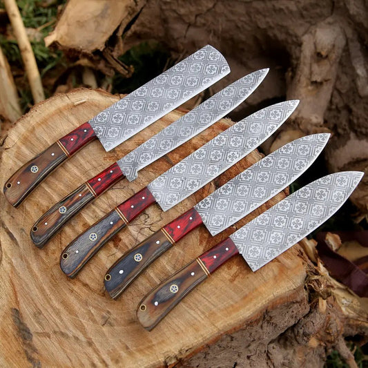 White Hills Knives 5 Pieces Handmade J2 Steel Chef Set - 5 Piece Kitchen Knives Set - Angler's Pro Tackle & Outdoors