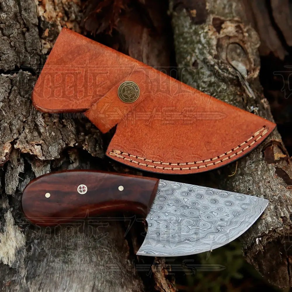 White Hills Knives 7” Handmade Damascus Steel Skinner Knife - Rosewood Handle - Full Tang - Angler's Pro Tackle & Outdoors