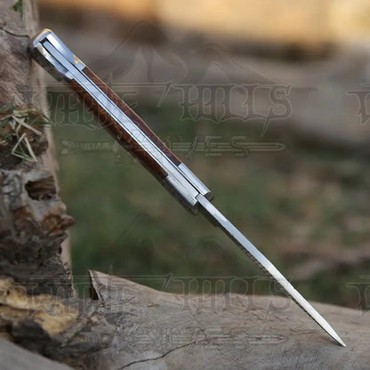 White Hills Knives 9" Handmade Engraved Bolster Pocket Knife - Pocket Folding Knife - Dark Wood Handle WH 5035 - Angler's Pro Tackle & Outdoors