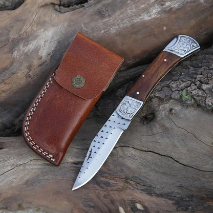 White Hills Knives 9" Handmade Engraved Bolster Pocket Knife - Pocket Folding Knife - Dark Wood Handle WH 5035 - Angler's Pro Tackle & Outdoors
