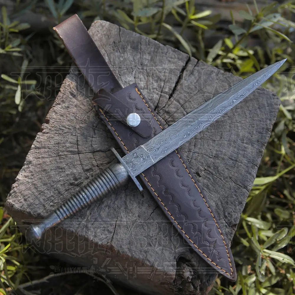 White Hills Knives CUSTOM HANDMADE DAMASCUS STEEL DAGGER KNIFE 11" FULL TANG - Angler's Pro Tackle & Outdoors