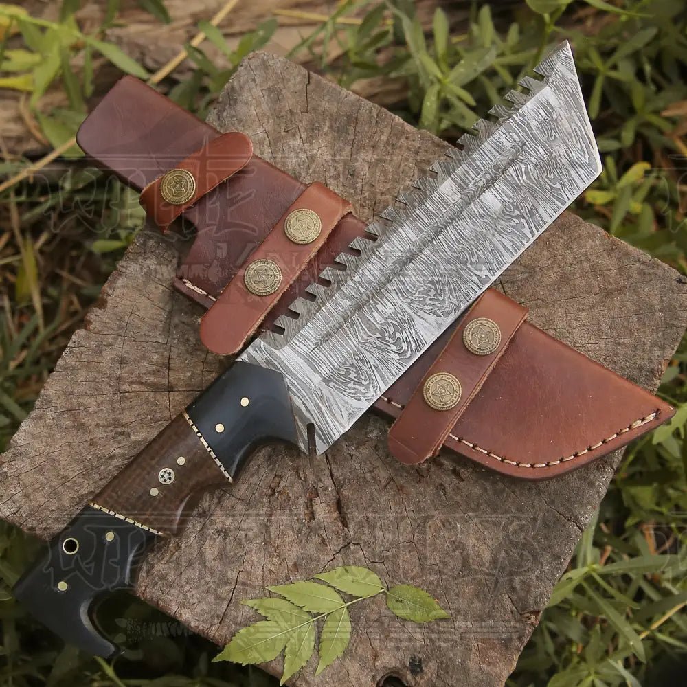 White Hills Knives Custom HANDMADE FORGED DAMASCUS Steel Hunting Tracker Fix Blade Knife Full Tang WH 4393 - Angler's Pro Tackle & Outdoors