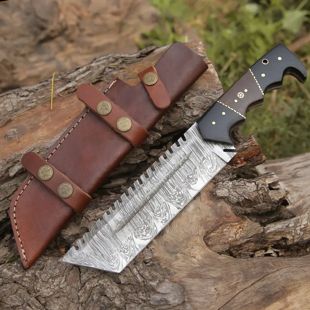 White Hills Knives Custom HANDMADE FORGED DAMASCUS Steel Hunting Tracker Fix Blade Knife Full Tang WH 4393 - Angler's Pro Tackle & Outdoors