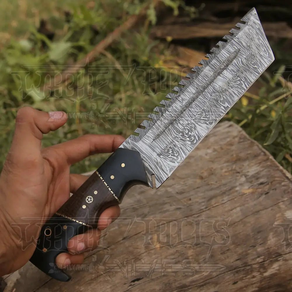 White Hills Knives Custom HANDMADE FORGED DAMASCUS Steel Hunting Tracker Fix Blade Knife Full Tang WH 4393 - Angler's Pro Tackle & Outdoors