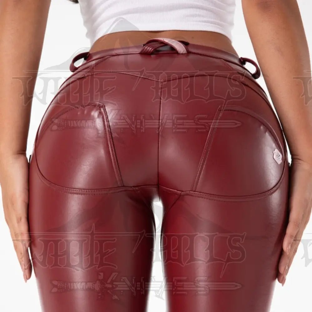 White Hills Knives Faux Leather Pant - Mid Waist - Red - Angler's Pro Tackle & Outdoors