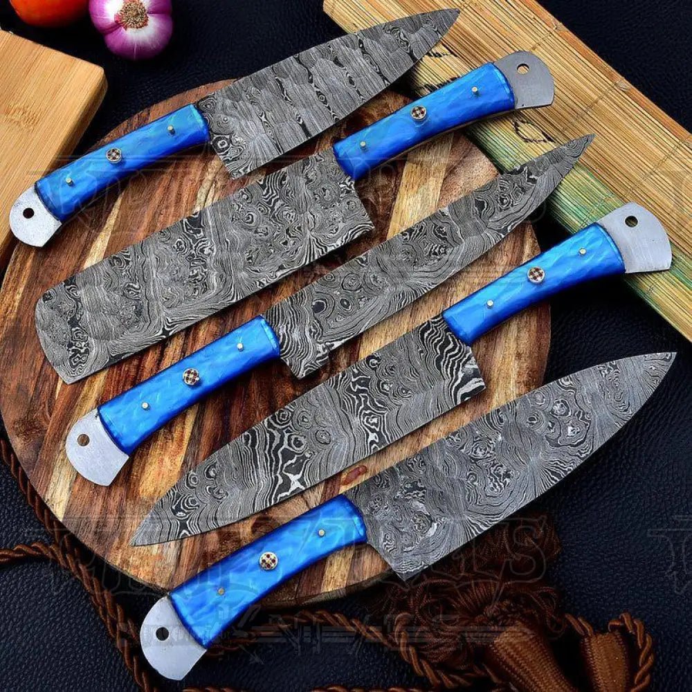 White Hills Knives Hand Forged Damascus Steel Chef Knife Set With Resin Handle WH 3447 - Angler's Pro Tackle & Outdoors