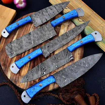 White Hills Knives Hand Forged Damascus Steel Chef Knife Set With Resin Handle WH 3447 - Angler's Pro Tackle & Outdoors