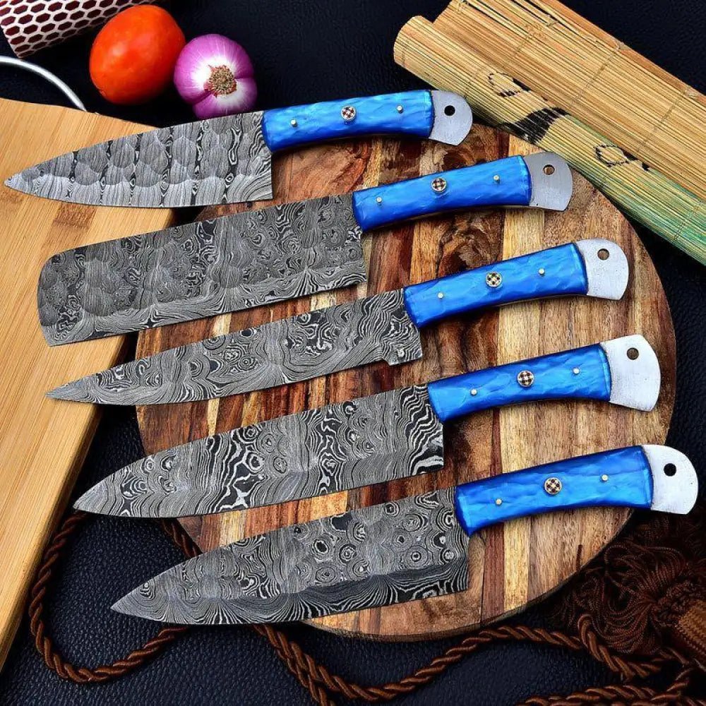 White Hills Knives Hand Forged Damascus Steel Chef Knife Set With Resin Handle WH 3447 - Angler's Pro Tackle & Outdoors