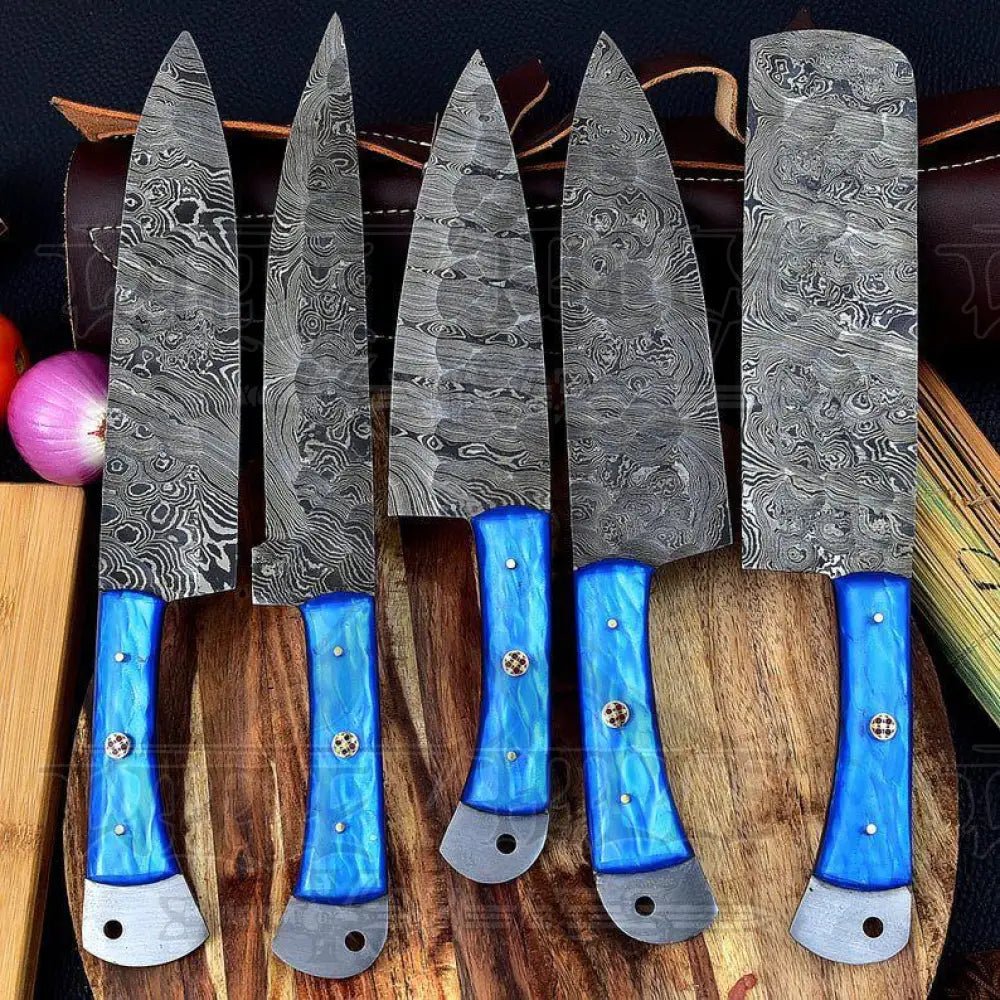 White Hills Knives Hand Forged Damascus Steel Chef Knife Set With Resin Handle WH 3447 - Angler's Pro Tackle & Outdoors