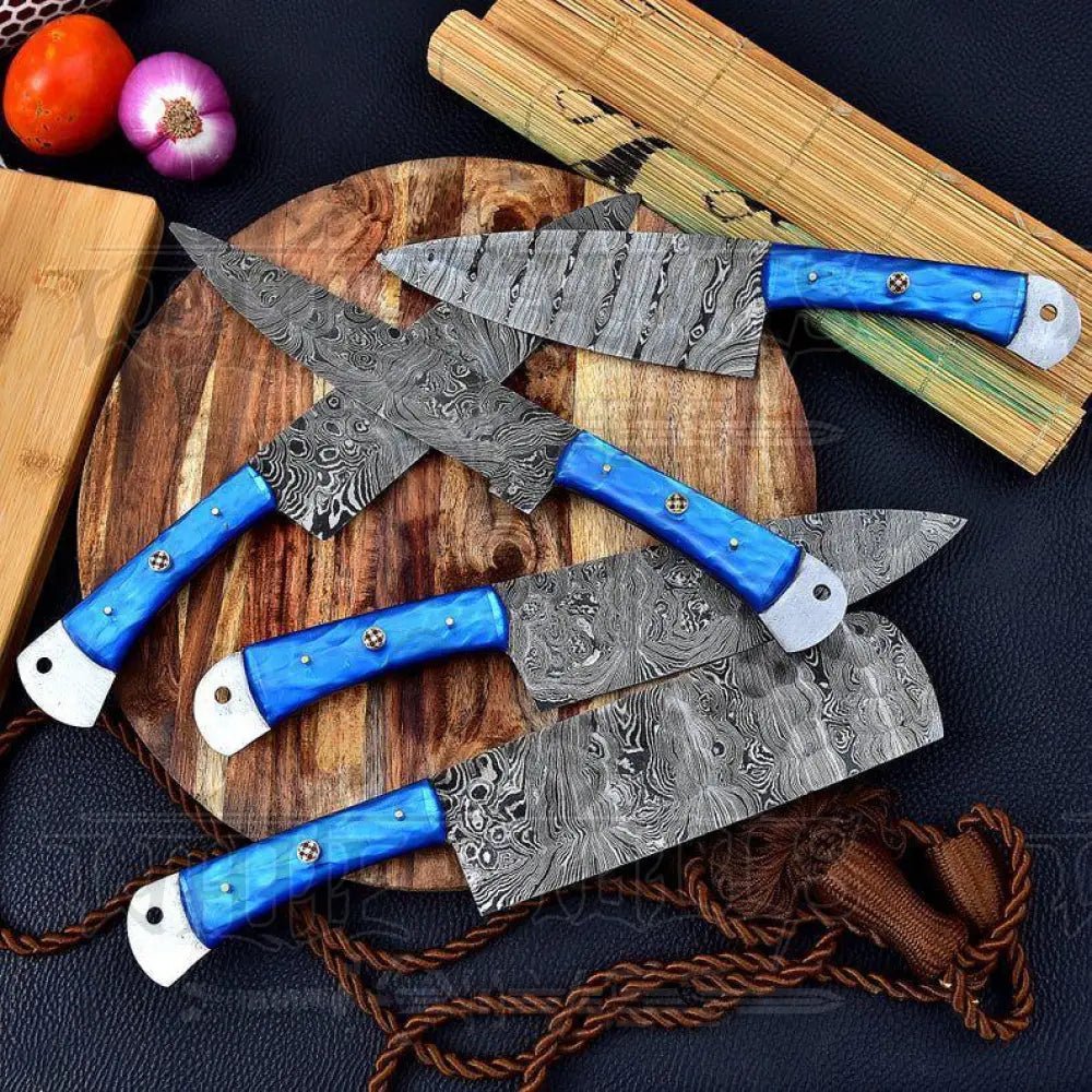 White Hills Knives Hand Forged Damascus Steel Chef Knife Set With Resin Handle WH 3447 - Angler's Pro Tackle & Outdoors