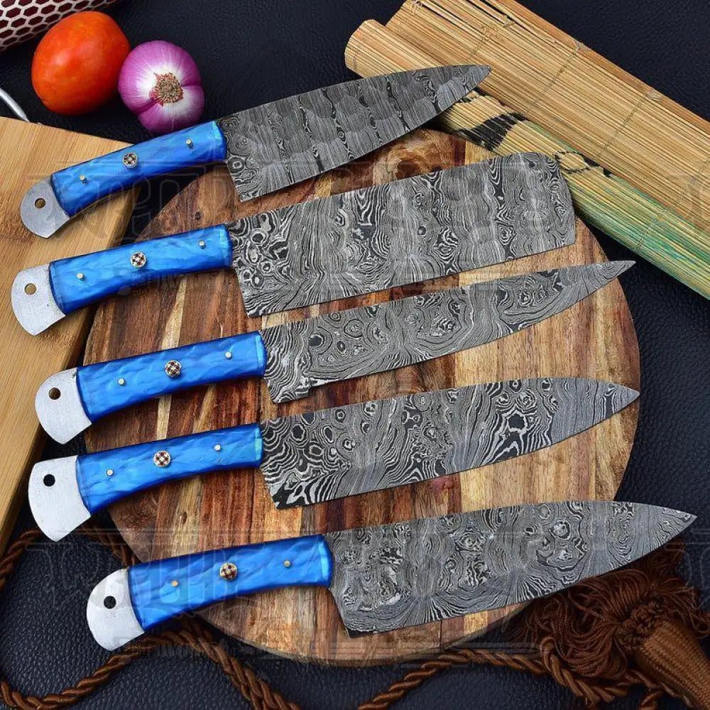 White Hills Knives Hand Forged Damascus Steel Chef Knife Set With Resin Handle WH 3447 - Angler's Pro Tackle & Outdoors