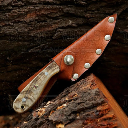 White Hills Knives Hand Forged Full Tang Skinner Knife - Ram Horn Handle - D2 Steel - 7 inches - SK - 015 - Angler's Pro Tackle & Outdoors