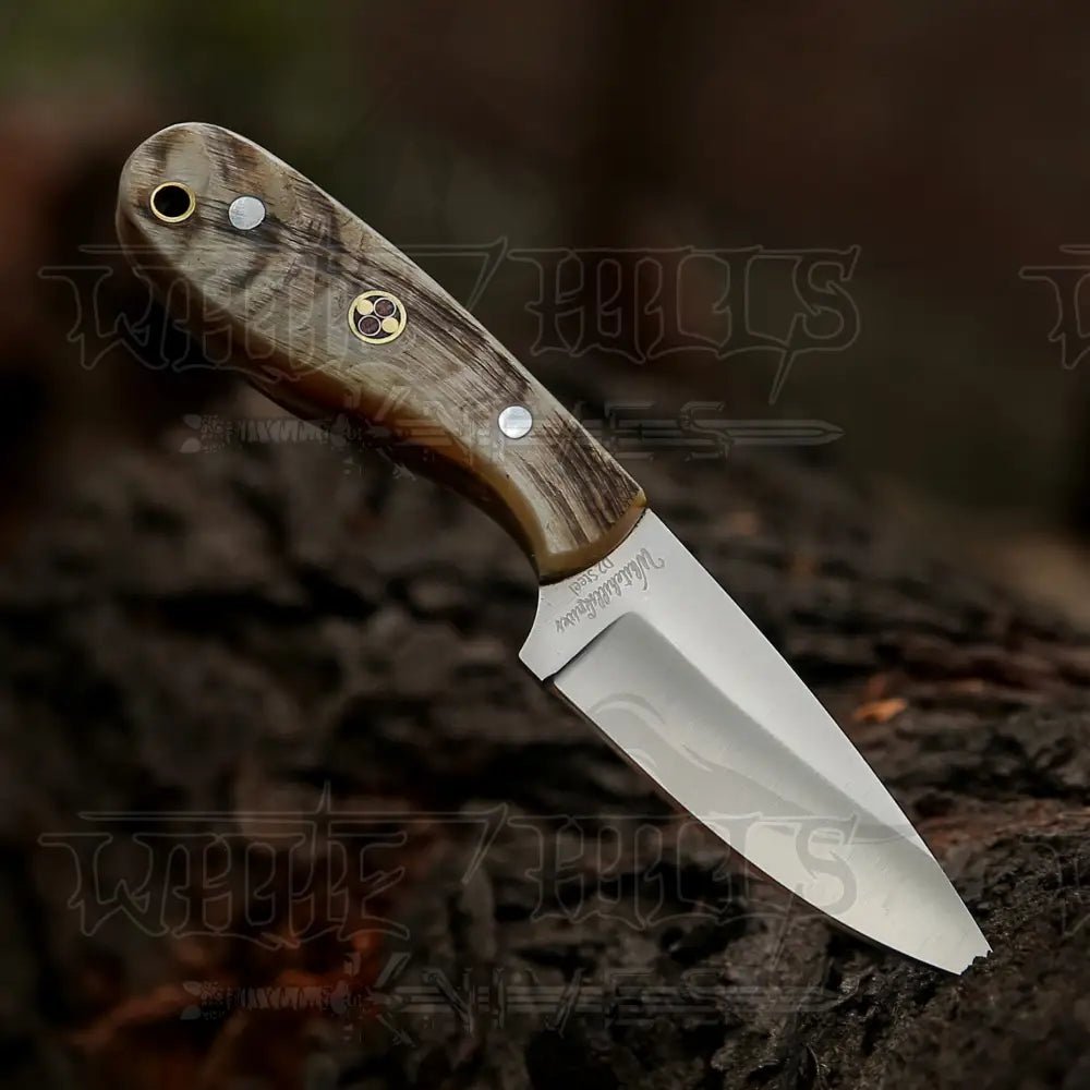 White Hills Knives Hand Forged Full Tang Skinner Knife - Ram Horn Handle - D2 Steel - 7 inches - SK - 015 - Angler's Pro Tackle & Outdoors