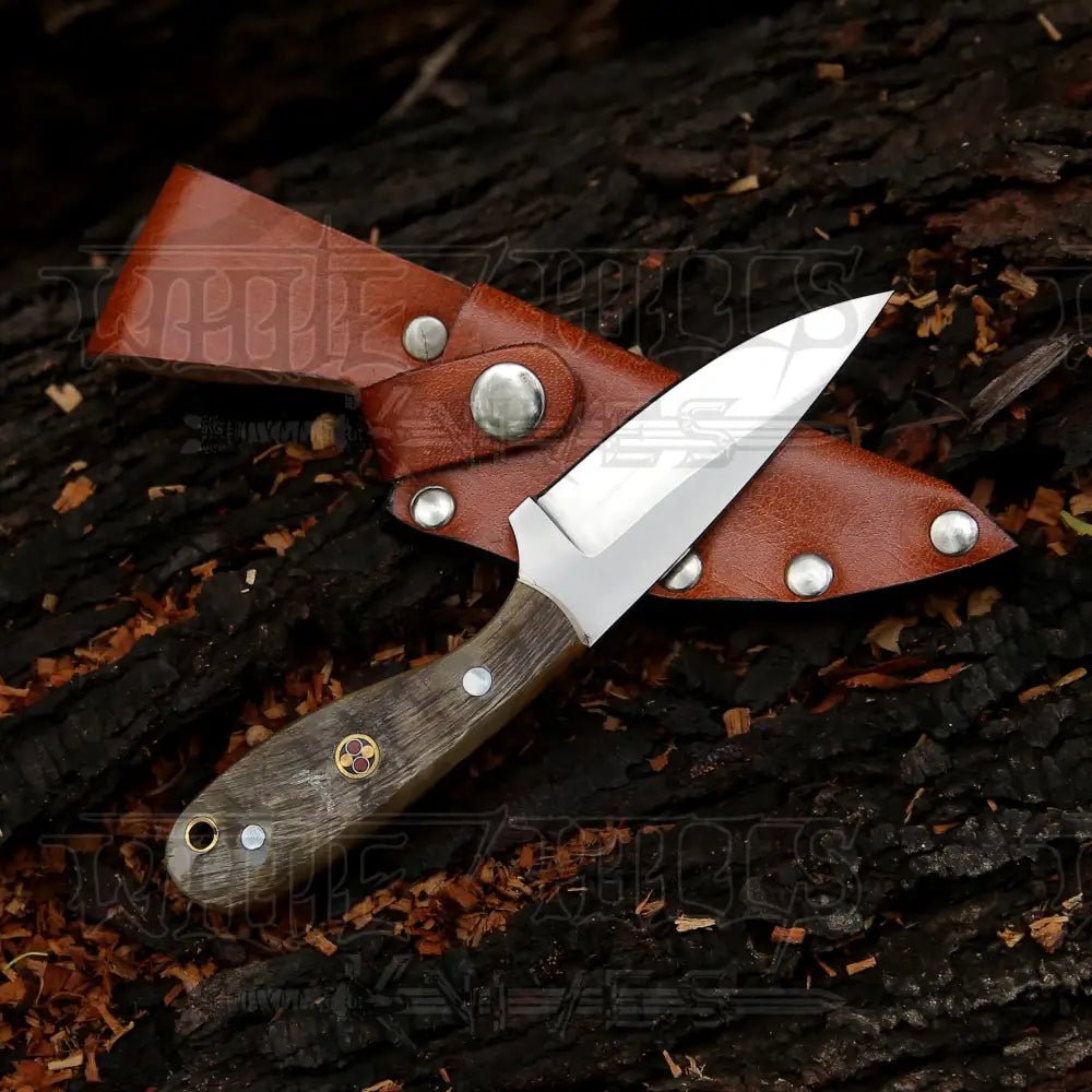 White Hills Knives Hand Forged Full Tang Skinner Knife - Ram Horn Handle - D2 Steel - 7 inches - SK - 015 - Angler's Pro Tackle & Outdoors