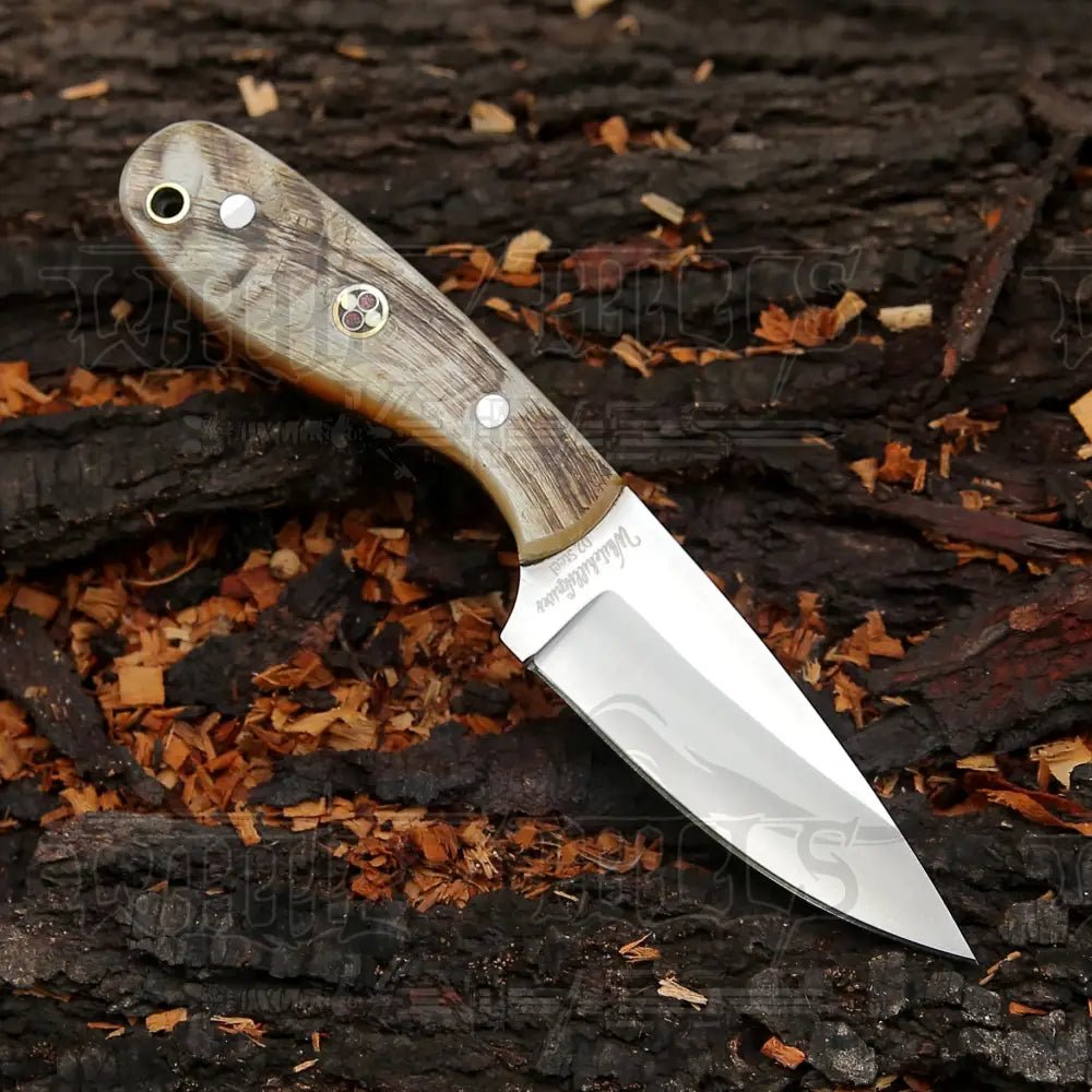 White Hills Knives Hand Forged Full Tang Skinner Knife - Ram Horn Handle - D2 Steel - 7 inches - SK - 015 - Angler's Pro Tackle & Outdoors