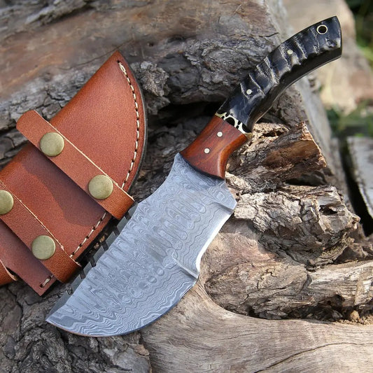 White Hills Knives Handmade Damascus Steel Hunting Tracker Knife With Ram Horn & Cocobolo Wood Handle WH 4432 - Angler's Pro Tackle & Outdoors