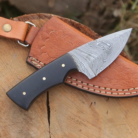 White Hills Knives Handmade Damascus Steel Skinner Knife - Resin Handle - 5.5" Full Tang Damascus Knife - Angler's Pro Tackle & Outdoors
