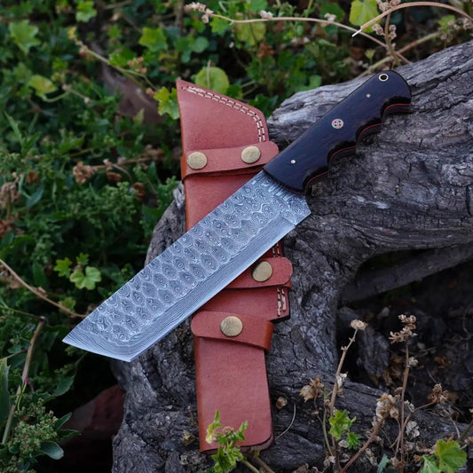 White Hills Knives Handmade Damascus Steel Warrior Tanto Knife - Rosewood Handle - Angler's Pro Tackle & Outdoors