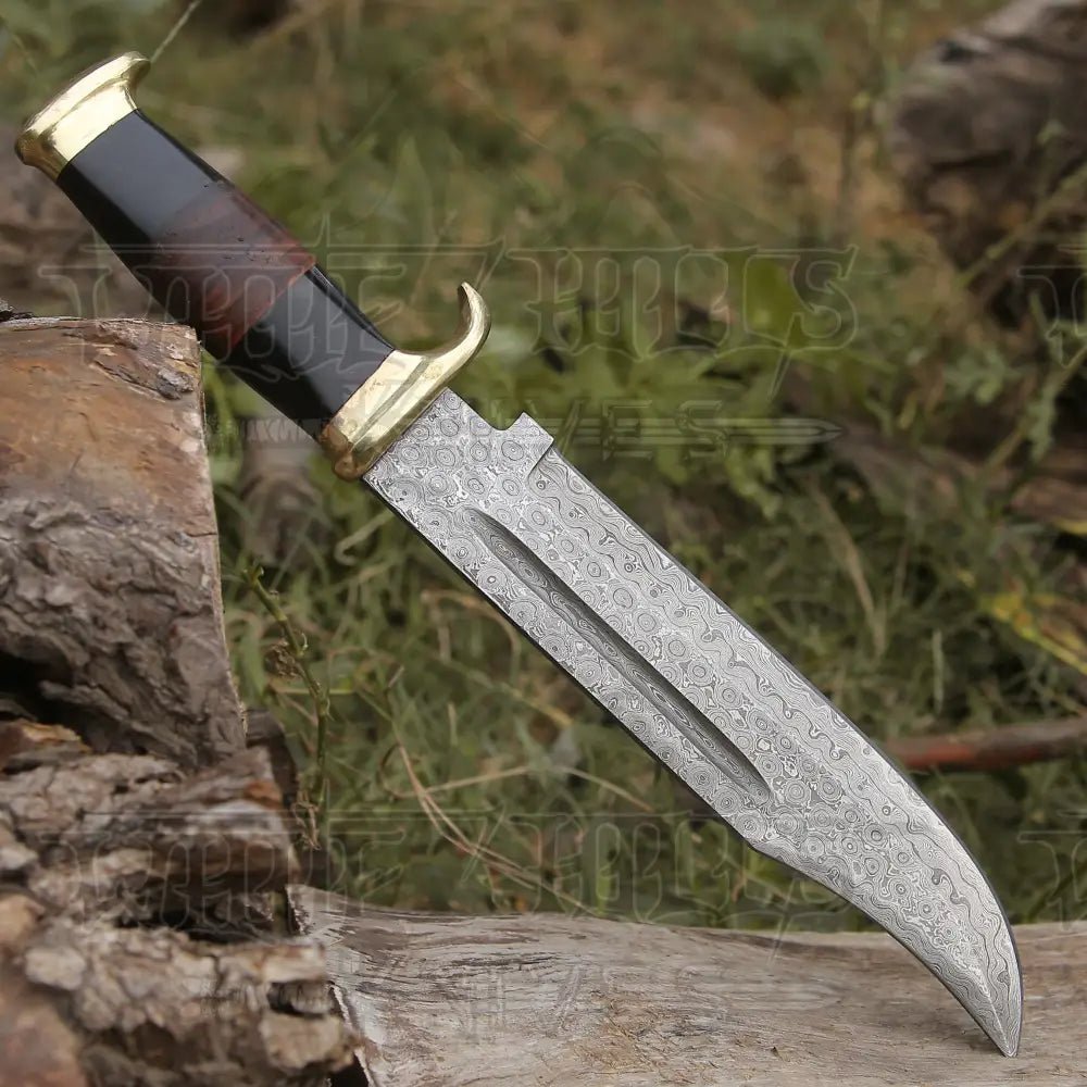 White Hills Knives HANDMADE FORGED DAMASCUS Steel Bowie Hunting Knife EDC - 15” Survival WH 4408 - Angler's Pro Tackle & Outdoors