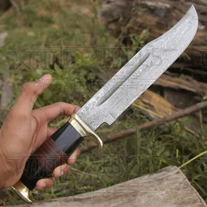 White Hills Knives HANDMADE FORGED DAMASCUS Steel Bowie Hunting Knife EDC - 15” Survival WH 4408 - Angler's Pro Tackle & Outdoors