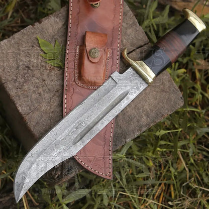 White Hills Knives HANDMADE FORGED DAMASCUS Steel Bowie Hunting Knife EDC - 15” Survival WH 4408 - Angler's Pro Tackle & Outdoors