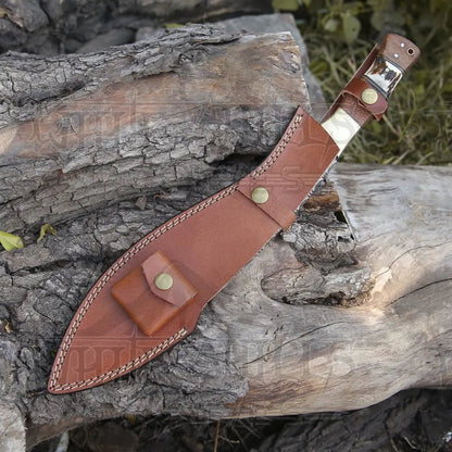 White Hills Knives Handmade Forged Damascus Steel Hunting Bushcraft Kukri Knife Survival EDC 12” With Olive Wood & Stag Handle WH 3900 - Angler's Pro Tackle & Outdoors