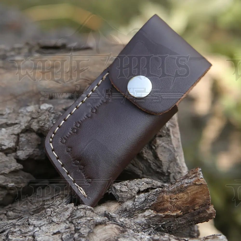 White Hills Knives Handmade Forged Damascus Steel Hunting Folding Camping Pocket Knife With Stag Antler Camel Bone & Steel Bolster Handle WH 3986 - Angler's Pro Tackle & Outdoors