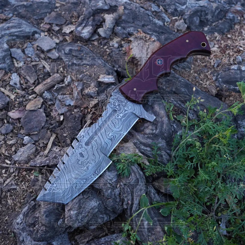 White Hills Knives Handmade Forged Damascus Steel Tracker Knife - Hunting Camping Knife With Resin Handle - Angler's Pro Tackle & Outdoors