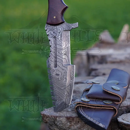 White Hills Knives Handmade Forged Damascus Steel Tracker Knife - Hunting Camping Knife With Resin Handle - Angler's Pro Tackle & Outdoors